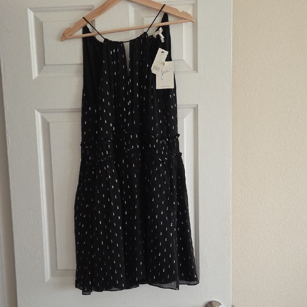NWT Joie Small Black / Silver Sheer Layered Mini Dress
